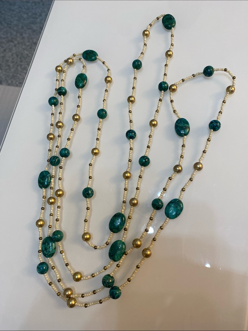 Long stone beaded necklace